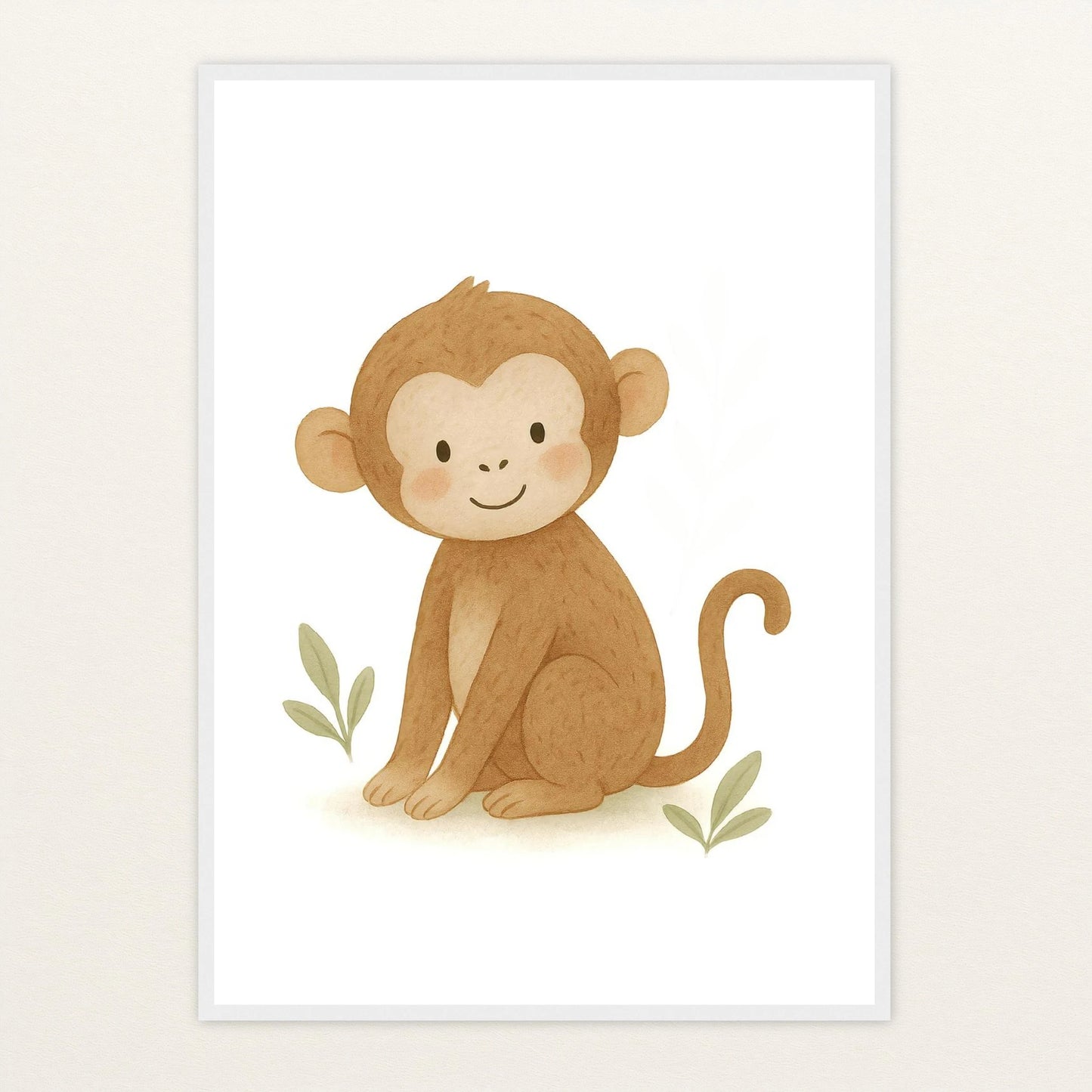 Aki der Affe Poster mit Holzrahmen von tinylearner