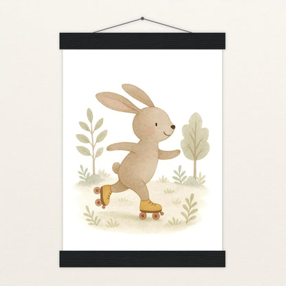 Holly der Hase - Motiv: "Rollschuhe" Poster mit Leisten von tinylearner