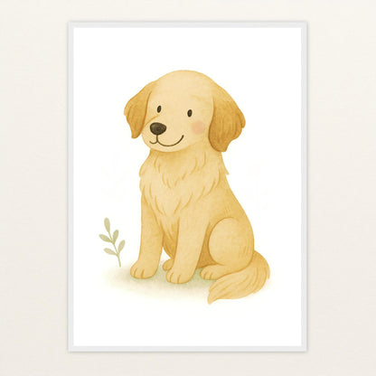 Hugo der Hund Poster mit Holzrahmen von tinylearner