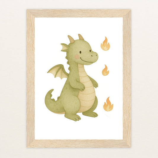 Drax der Drache Poster mit Holzrahmen von tinylearner