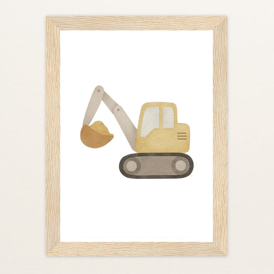 Bagger Poster mit Holzrahmen von tinylearner