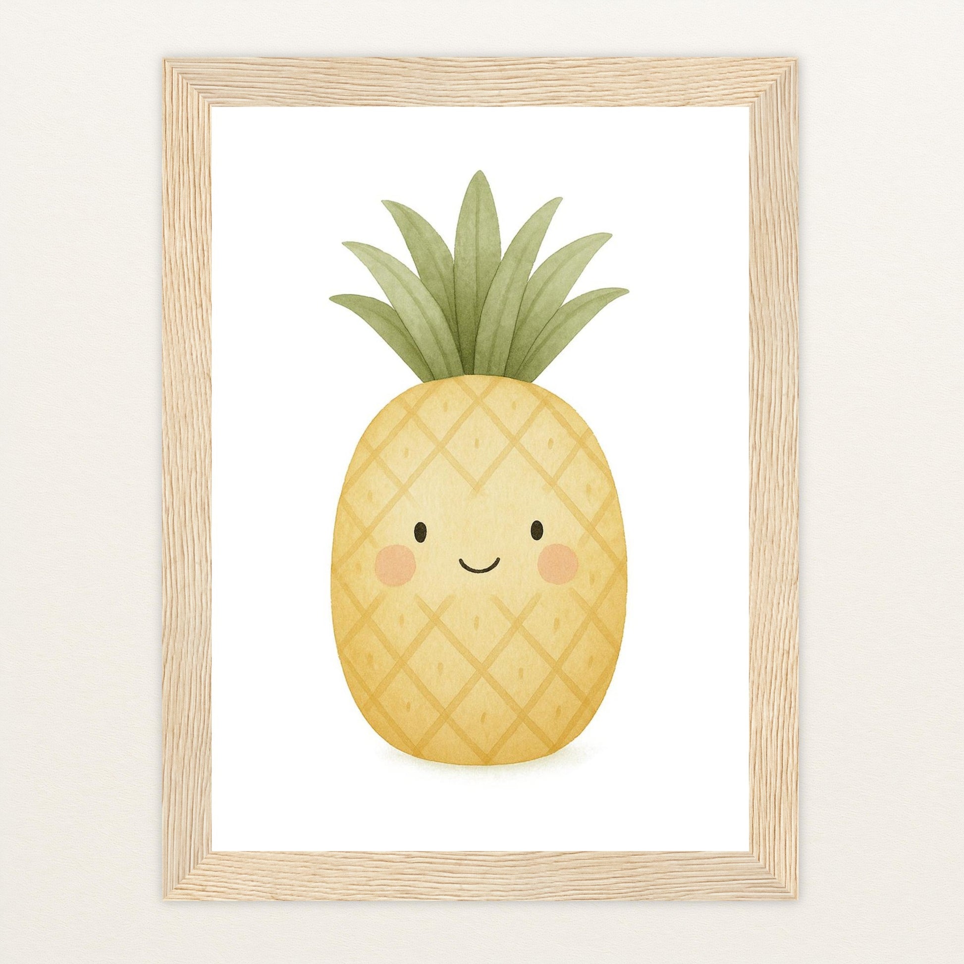 Obst: Ananas Poster mit Holzrahmen von tinylearner