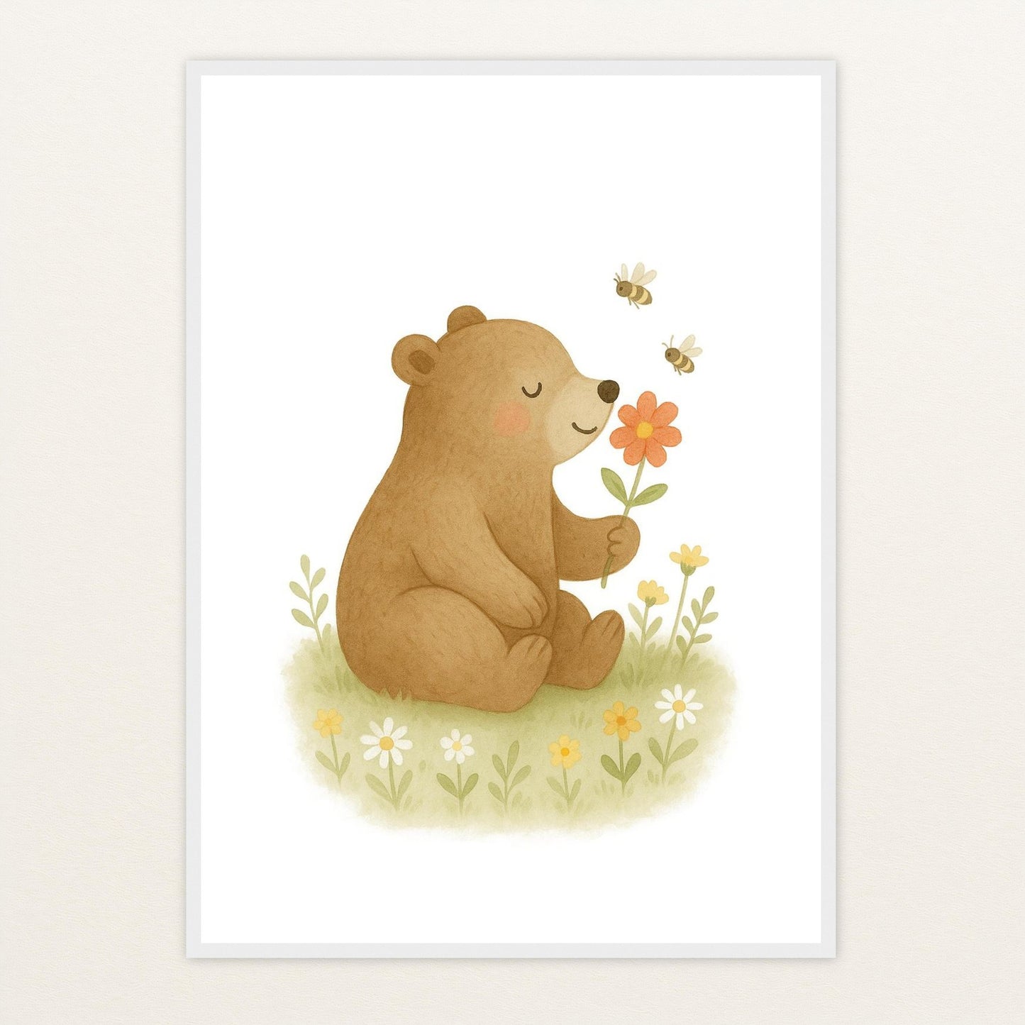 Balu der Bär - Motiv: "Blume" Poster mit Holzrahmen von tinylearner