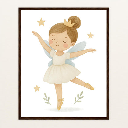 Fina die Fee - Motiv: "Ballett" Poster mit Holzrahmen von tinylearner