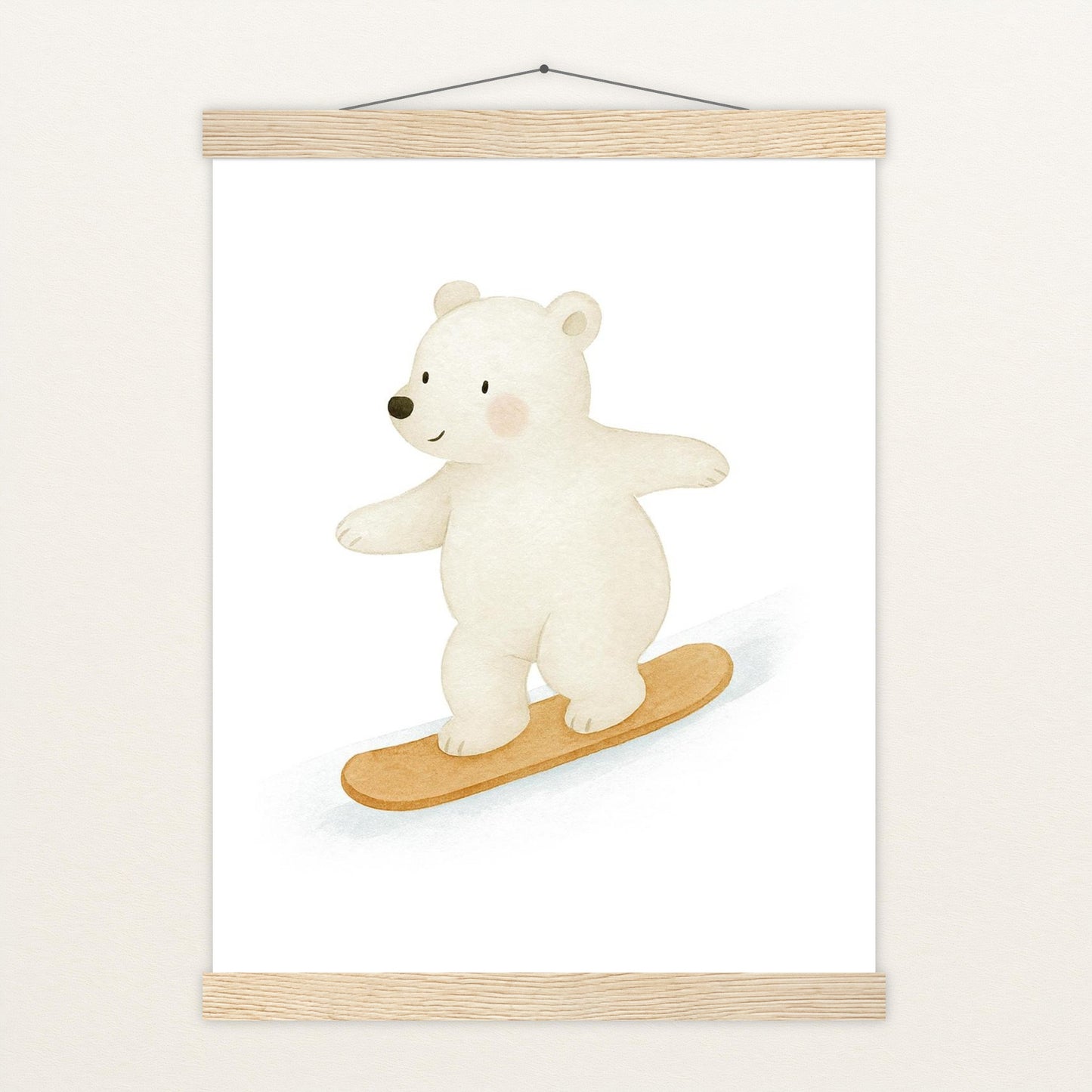 Pummel der Polarbär - Motiv: "Snowboard" Poster mit Leisten von tinylearner