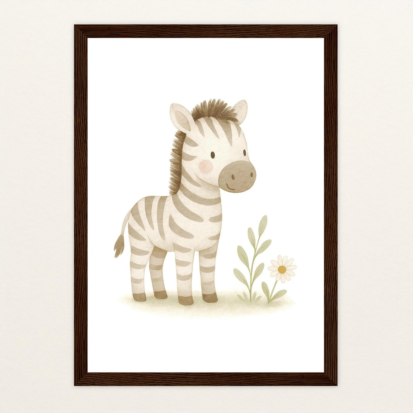 Zinni das Zebra Poster mit Holzrahmen von tinylearner