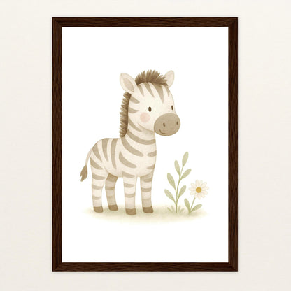 Zinni das Zebra Poster mit Holzrahmen von tinylearner