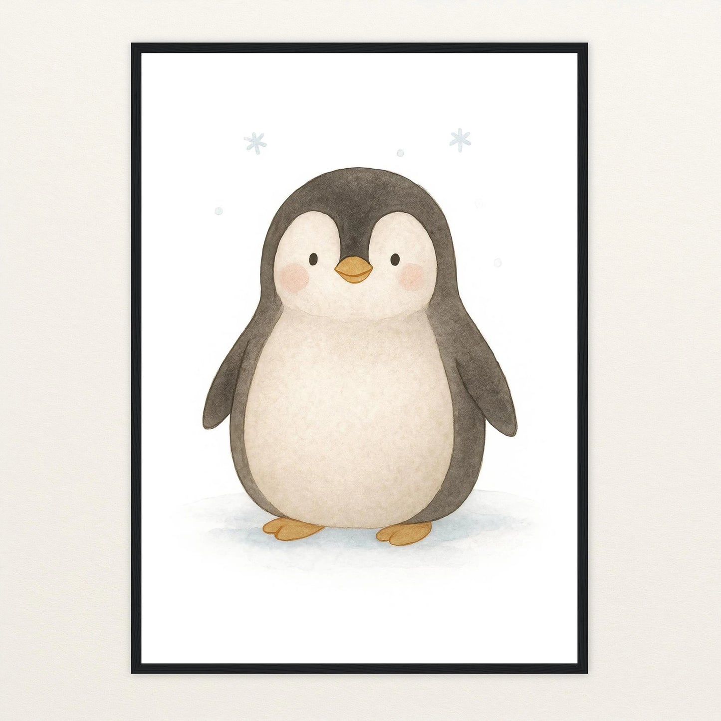 Pia der Pinguin Poster mit Holzrahmen von tinylearner