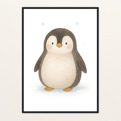 Pia der Pinguin Poster mit Holzrahmen von tinylearner