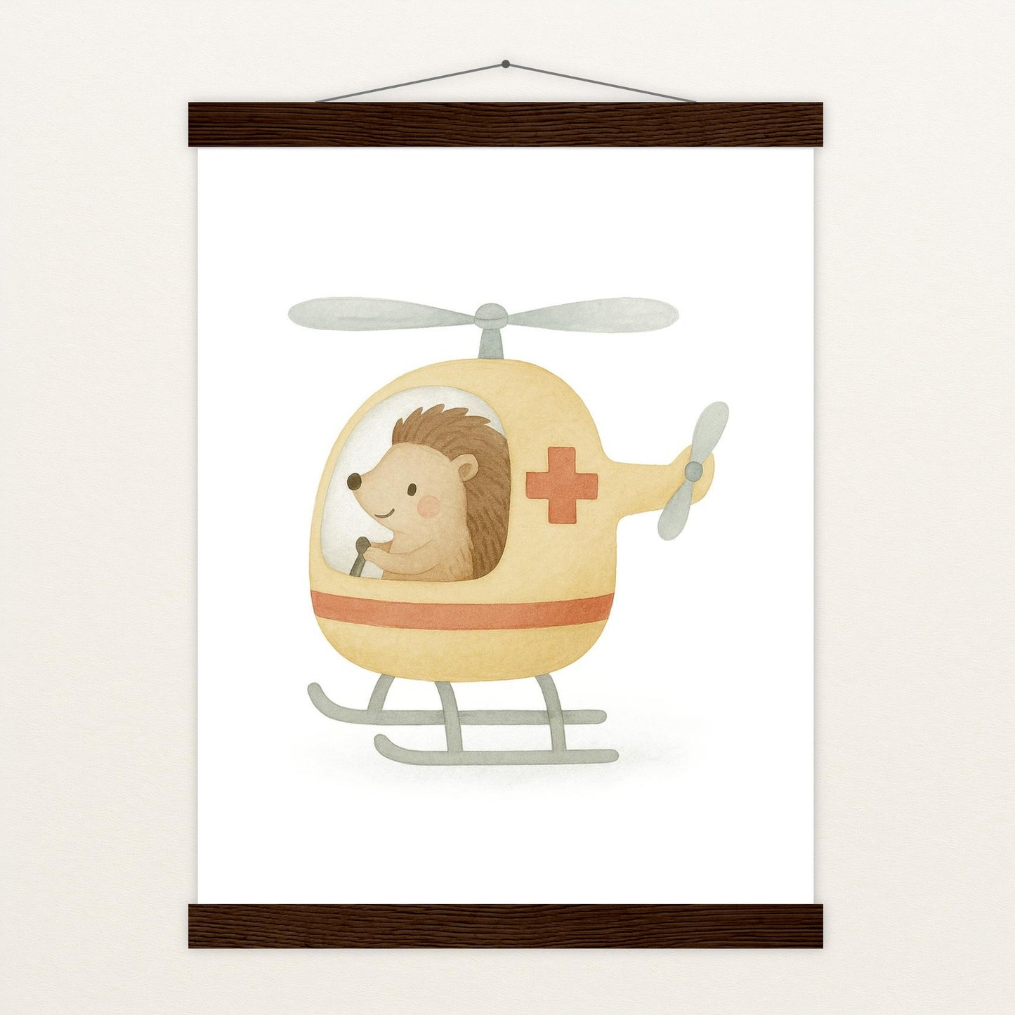 Iggi der Igel - Motiv: "Rettungshubschrauber" Poster mit Leisten von tinylearner