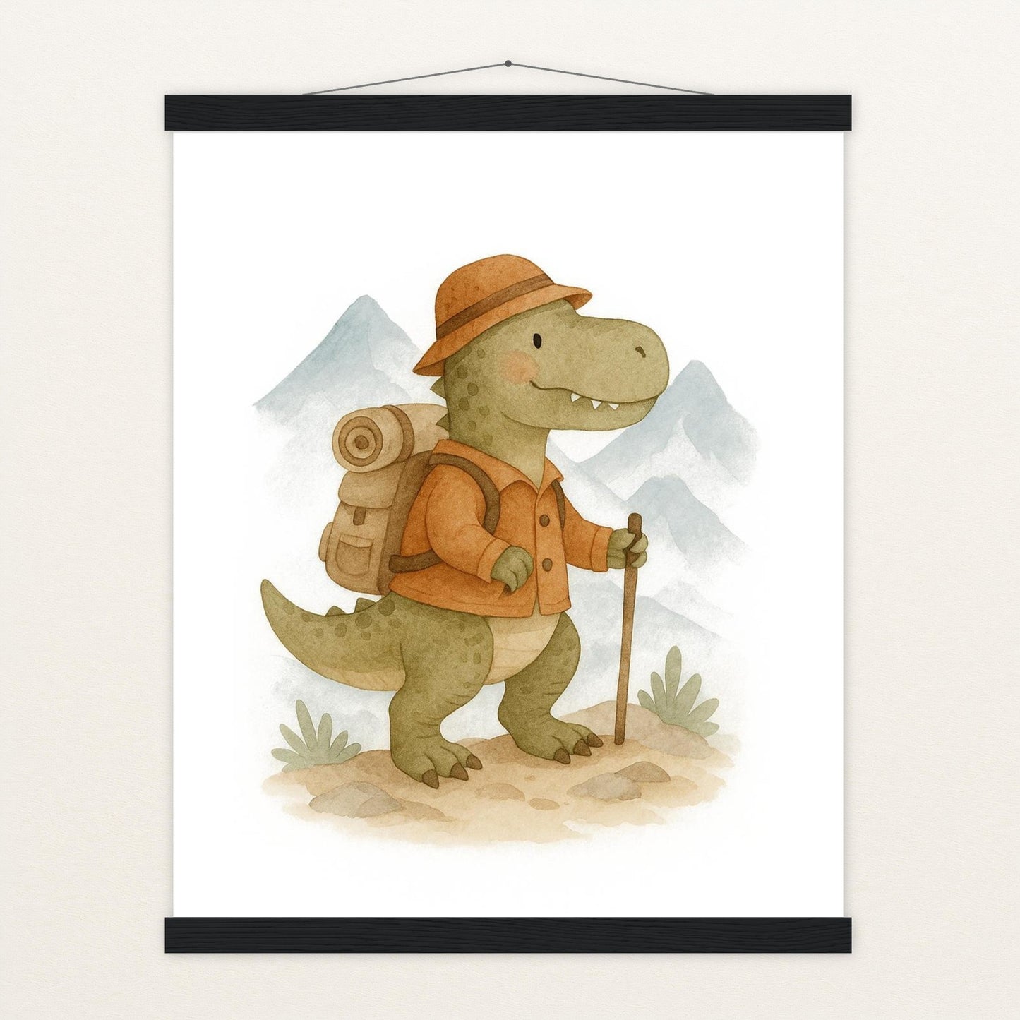 Dinosaurier T-Rex - Motiv: "Wandern" Poster mit Leisten von tinylearner