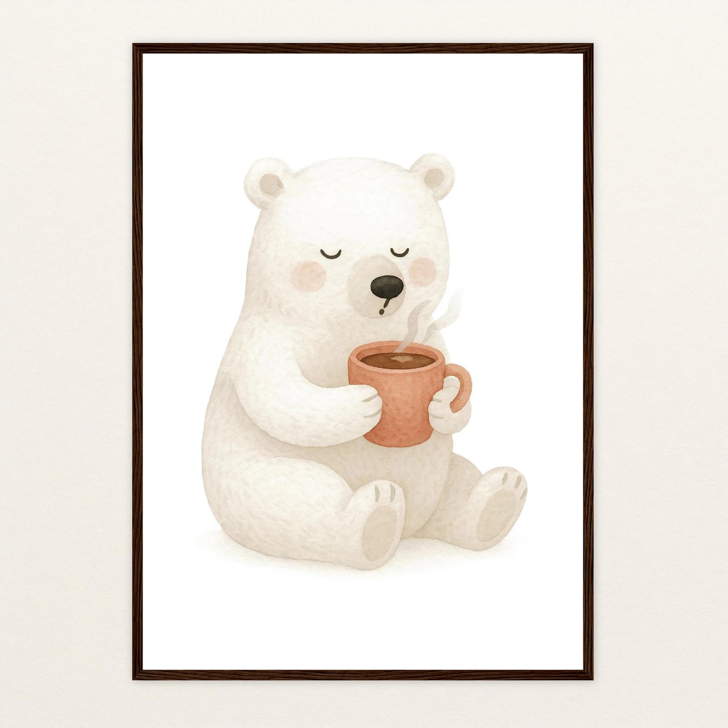 Pummel der Polarbär - Motiv: "Kakao" Poster mit Holzrahmen von tinylearner