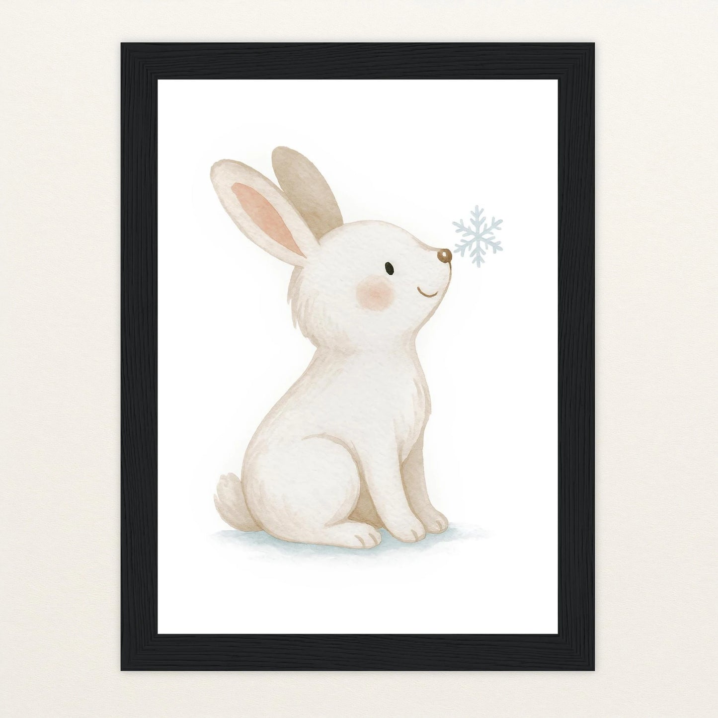 Sina der Schneehase Poster mit Holzrahmen von tinylearner