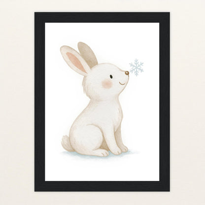 Sina der Schneehase Poster mit Holzrahmen von tinylearner