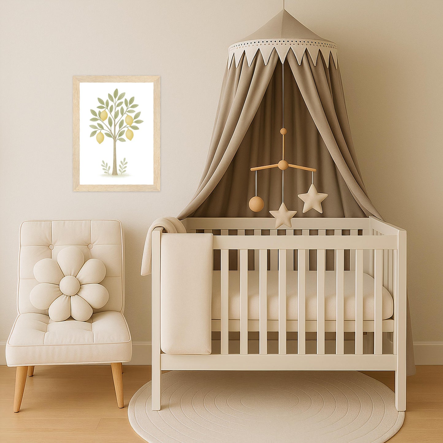 Zitronenbaum Poster mit Holzrahmen von tinylearner