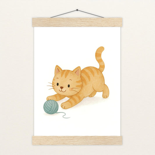 Kira die Katze - Motiv: "Wolle" Poster mit Leisten von tinylearner