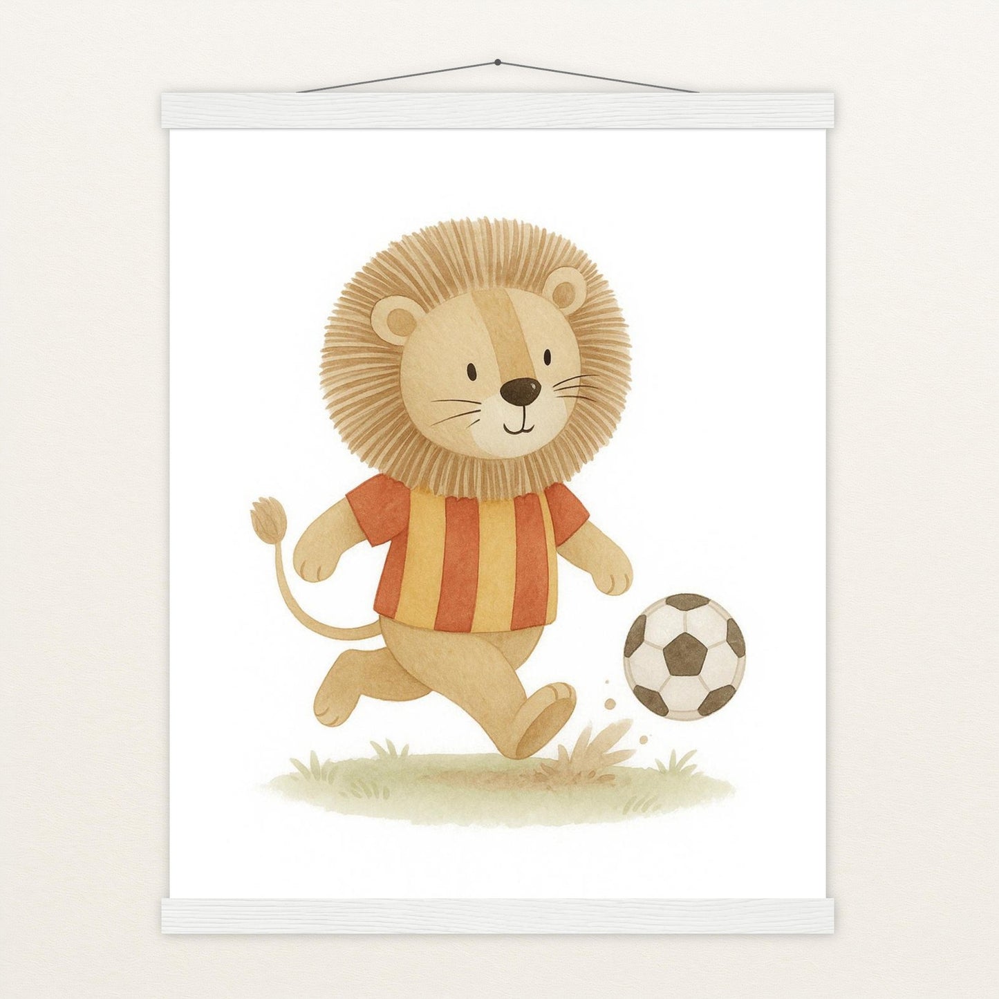 Leo der Löwe - Motiv: "Fußball" Poster mit Leisten von tinylearner