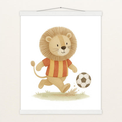 Leo der Löwe - Motiv: "Fußball" Poster mit Leisten von tinylearner