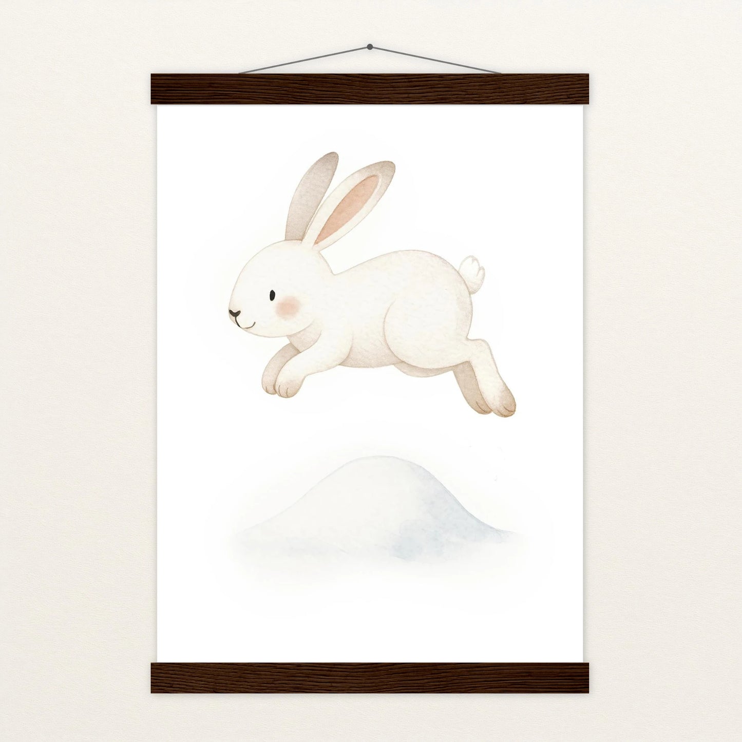 Sina der Schneehase - Motiv: "Schneehügel" Poster mit Leisten von tinylearner