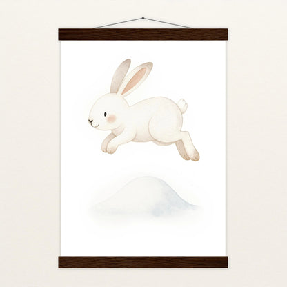 Sina der Schneehase - Motiv: "Schneehügel" Poster mit Leisten von tinylearner