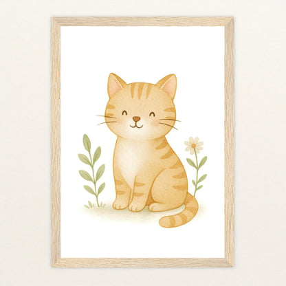 Kira die Katze Poster mit Holzrahmen von tinylearner