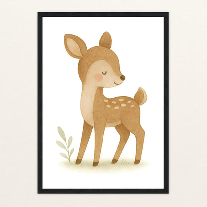 Ria das Reh Poster mit Holzrahmen von tinylearner