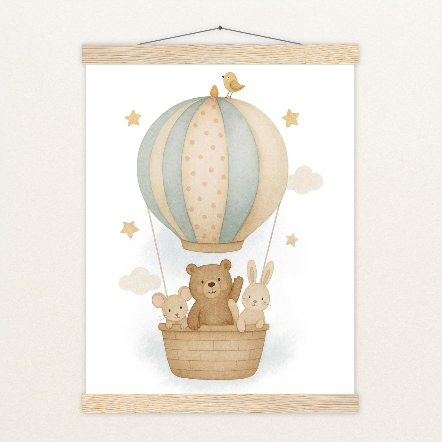 Tierfreunde - Motiv: "Heißluftballon" Poster mit Leisten von tinylearner