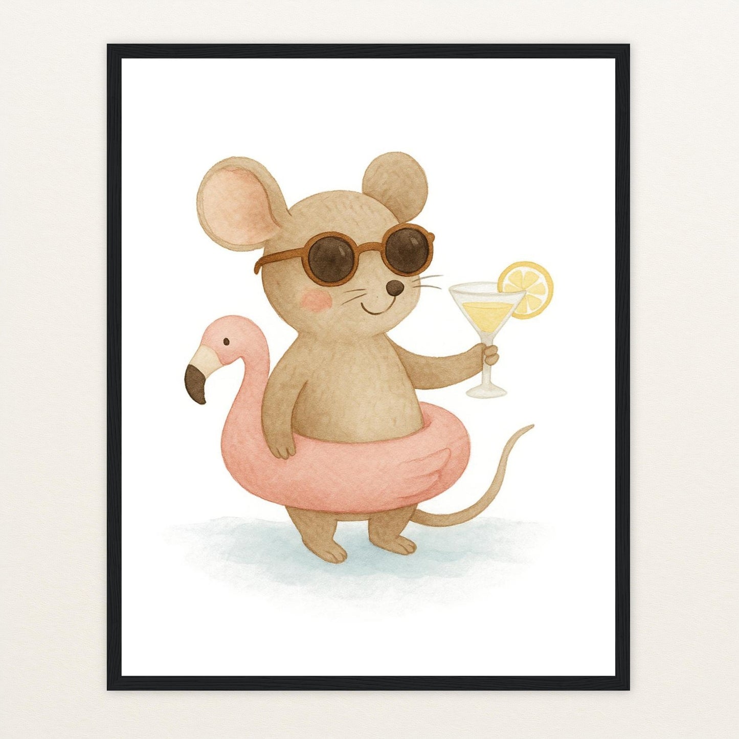 Mimi die Maus - Motiv: "Pooltag" Poster mit Holzrahmen von tinylearner