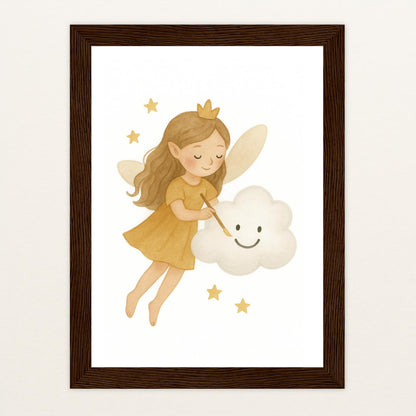 Fina die Fee - Motiv: "Wolke" Poster mit Holzrahmen von tinylearner