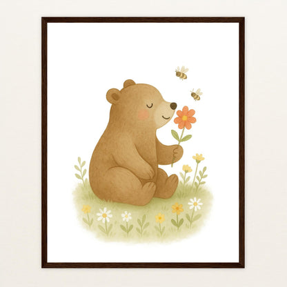 Balu der Bär - Motiv: "Blume" Poster mit Holzrahmen von tinylearner