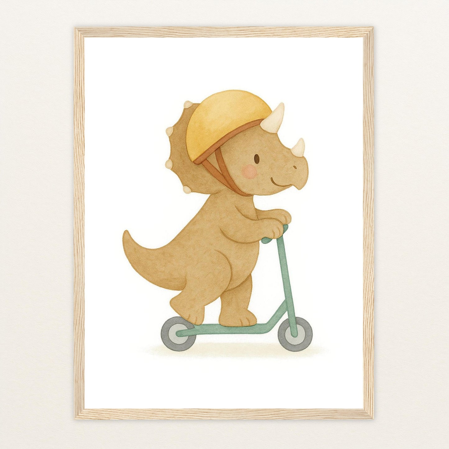 Dinosaurier Triceratops - Motiv: "Roller" Poster mit Holzrahmen von tinylearner