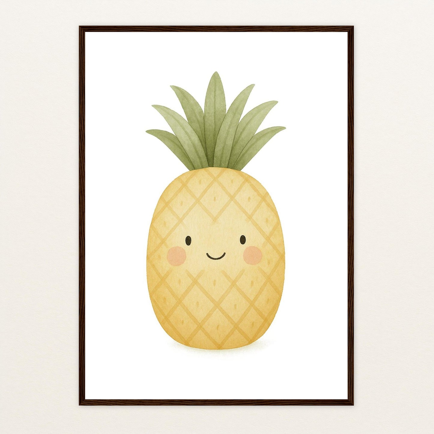 Obst: Ananas Poster mit Holzrahmen von tinylearner