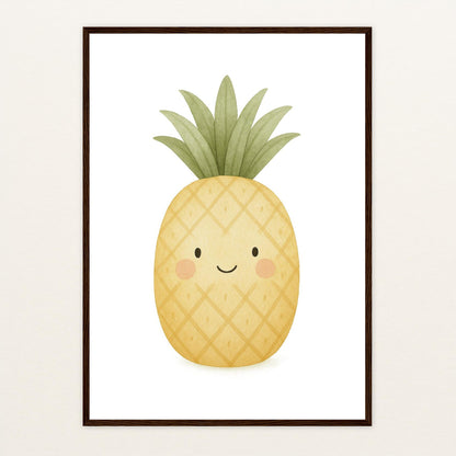 Obst: Ananas Poster mit Holzrahmen von tinylearner