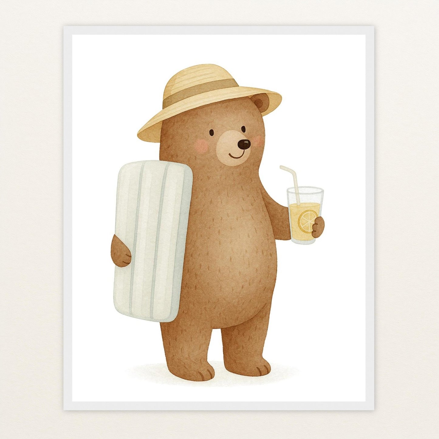 Balu der Bär - Motiv: "Strandtag" Poster mit Holzrahmen von tinylearner