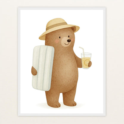 Balu der Bär - Motiv: "Strandtag" Poster mit Holzrahmen von tinylearner