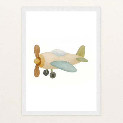 Propellerflugzeug Poster mit Holzrahmen von tinylearner