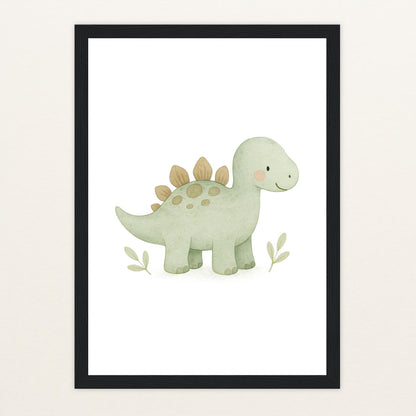 Dinosaurier Stegosaurus Poster mit Holzrahmen von tinylearner