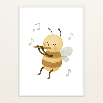 Bibi die Biene - Motiv: "Flöte" Poster mit Holzrahmen von tinylearner