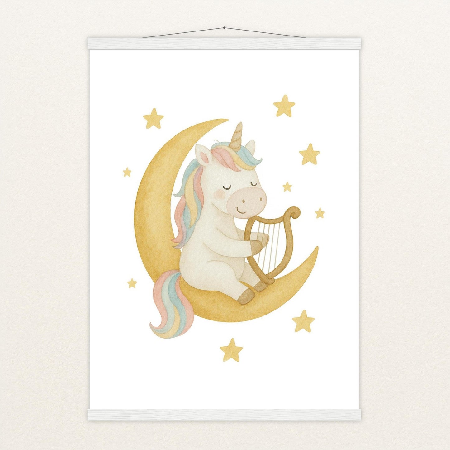 Luni das Einhorn - Motiv: "Mond" Poster mit Leisten von tinylearner