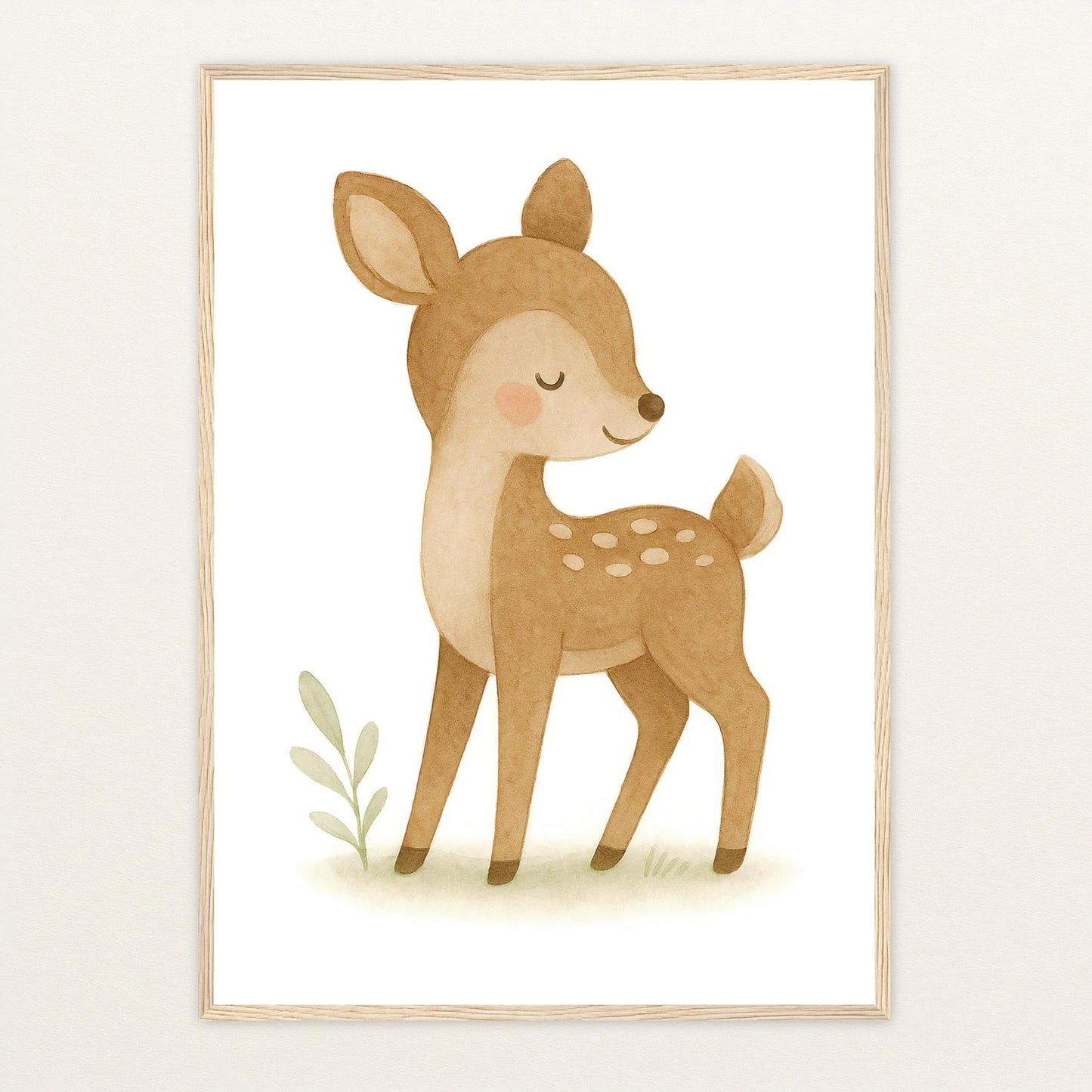 Ria das Reh Poster mit Holzrahmen von tinylearner