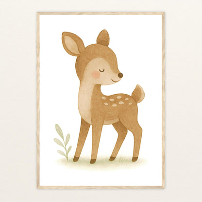 Ria das Reh Poster mit Holzrahmen von tinylearner