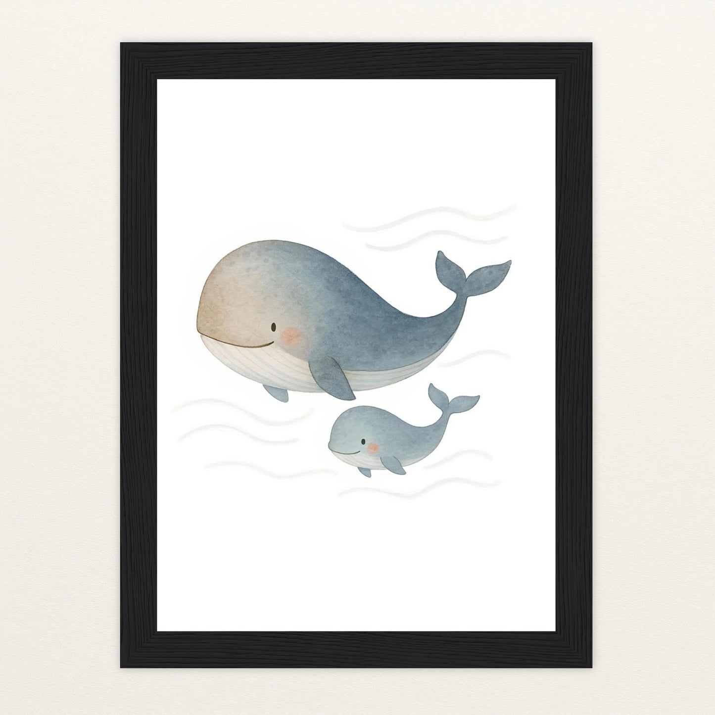 Willi der Wal - Motiv: "Familie" Poster mit Holzrahmen von tinylearner