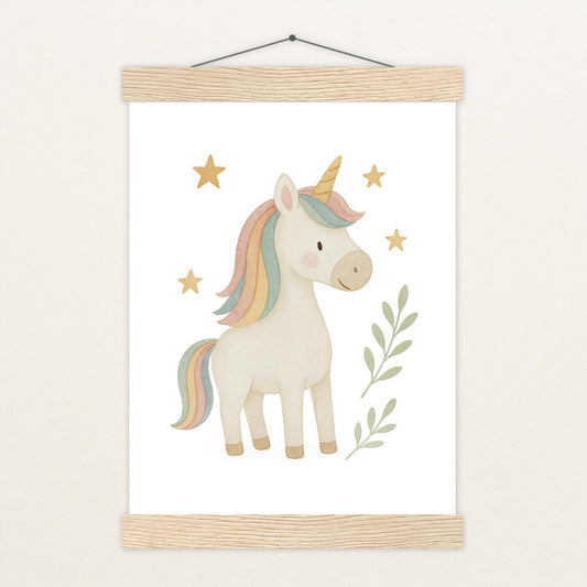 Luni das Einhorn Poster mit Leisten von tinylearner
