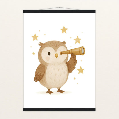 Emmi die Eule - Motiv: "Fernglas" Poster mit Leisten von tinylearner