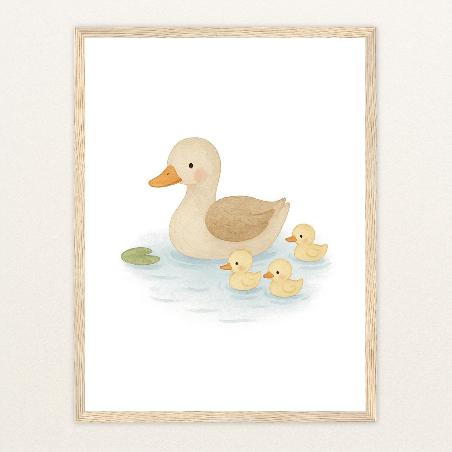 Gusi die Gans - Motiv: "Teich" Poster mit Holzrahmen von tinylearner