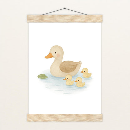 Gusi die Gans - Motiv: "Teich" Poster mit Leisten von tinylearner