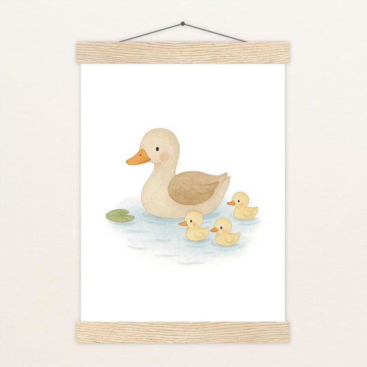 Gusi die Gans - Motiv: "Teich" Poster mit Leisten von tinylearner