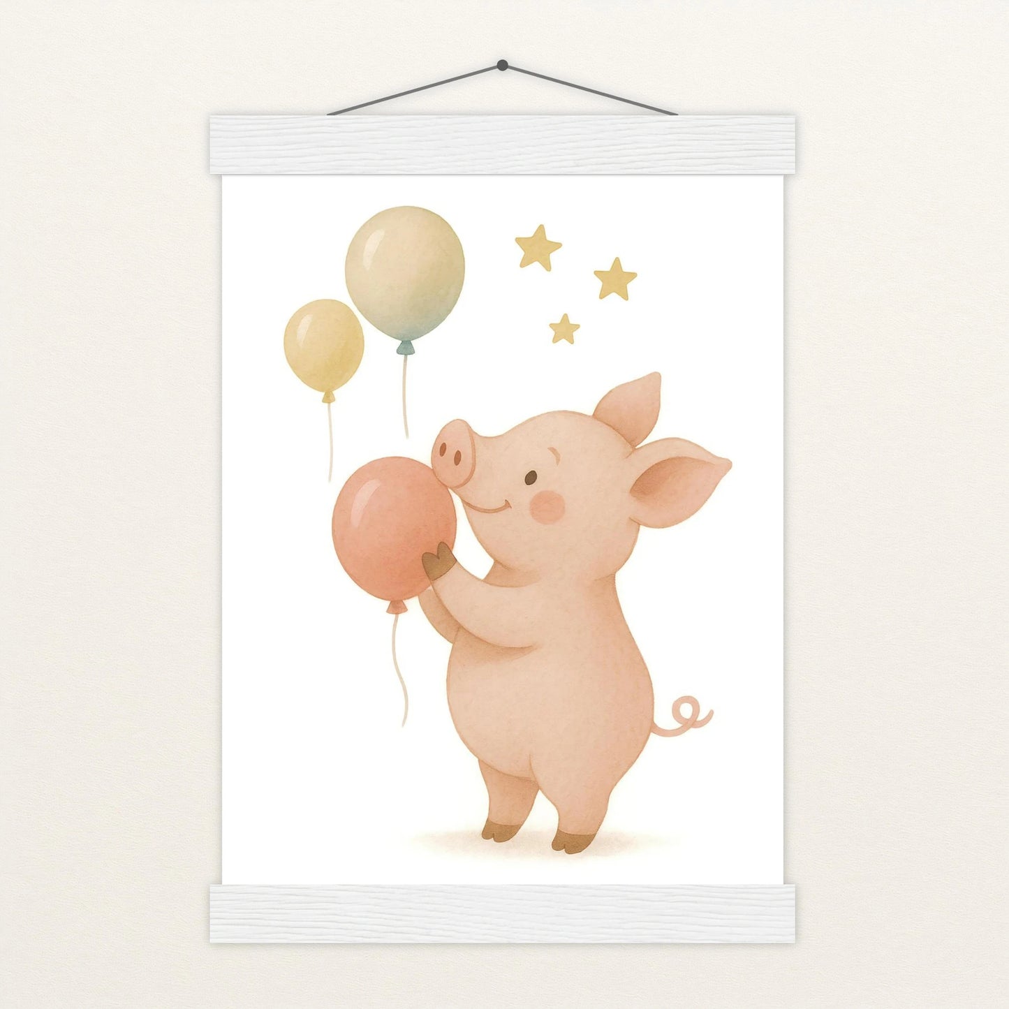 Susi das Schwein - Motiv: "Ballons" Poster mit Leisten von tinylearner