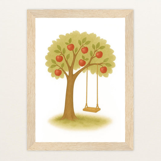 Apfelbaum Poster mit Holzrahmen von tinylearner