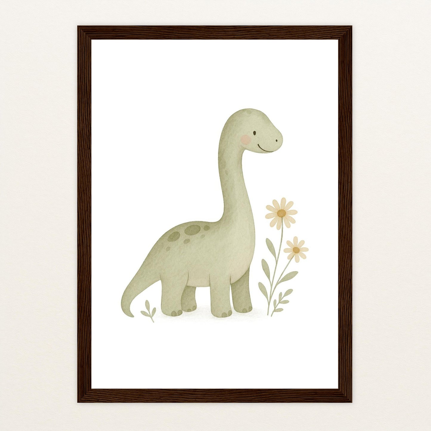 Dinosaurier Brachiosaurus Poster mit Holzrahmen von tinylearner